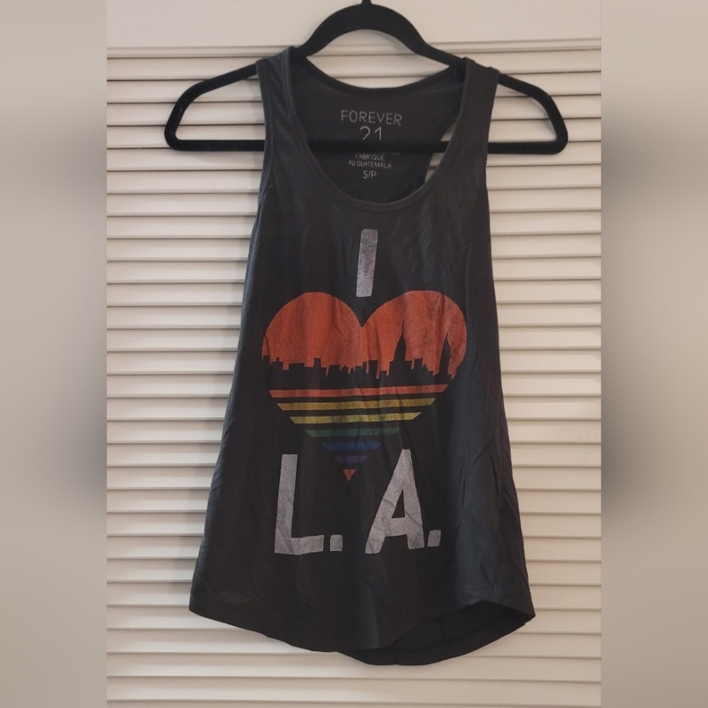 Forever 21 - Pride I Heart LA Rainbow Graphic Racerback Tank Top